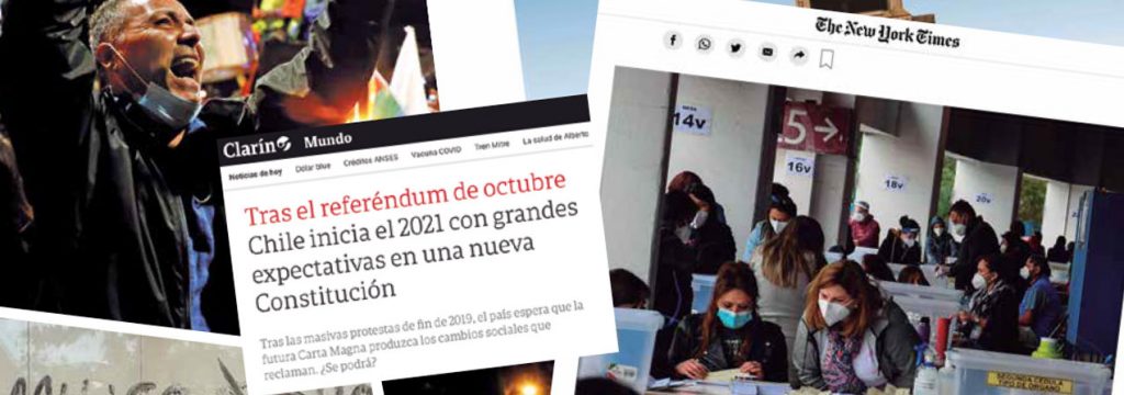 collage de fotos de prensa internacional que hacen alusión a Chile
