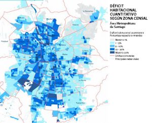 Gráfico que muestra el déficit habitacional en la región metropolitana según zona censal